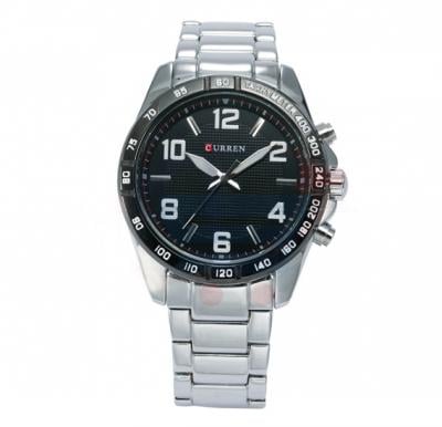 Curren M 8107 Stainless Steel Analog Watch with Black Dial for Men 